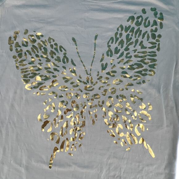 Dots Gold Butterfly Beige Long Sleeve Crew Neck 95% Cotton Plus Size 2X Beige - Picture 8 of 15